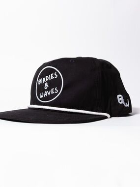 Birdies & Waves Black Rope-Trim Snapback Hat